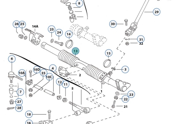 Steering rack boot Beetle 1303 8.1974 and later 823419831